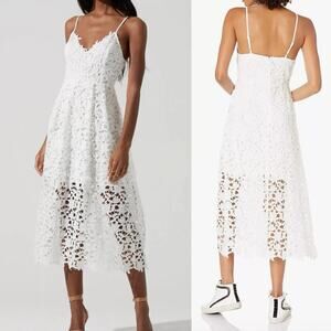 ASTR THE LABEL DRESS Womens Medium WHITE LACE MIDI SPAGHETTI STRAPS Bridal
